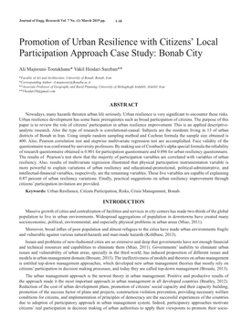 Promotion of Urban Resilience with Citizens' Local Participation