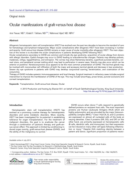 Ocular Manifestations of Graft-Versus-Host Disease