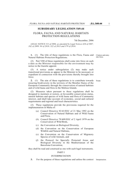 Subsidiary Legislation 549.44 Flora, Fauna and Natural Habitats