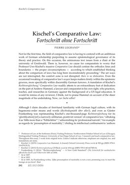 Kischel's Comparative Law: Fortschritt Ohne Fortschritt