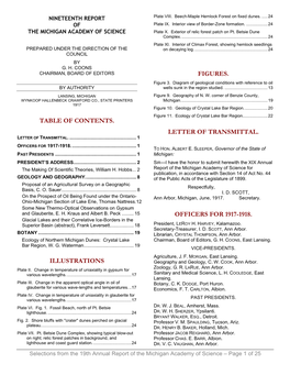 Table of Contents. Illustrations Figures. Letter of Transmittal. Officers for 1917-1918