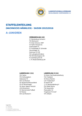 Staffeleinteilung A-Junioren