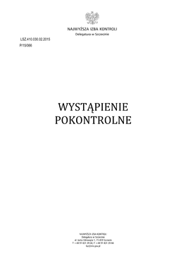 Wystąpienie Pokontrolne