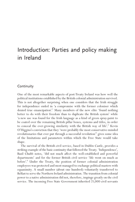 Introduction: Parties and Policy Making in Ireland