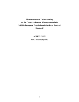 Memorandum of Understanding on the Conservation and Management of the Middle-European Population of the Great Bustard (Otis Tarda )