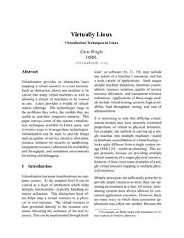 Virtually Linux Virtualization Techniques in Linux