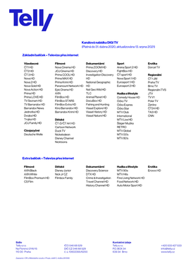 Kanálová Nabídka DIGI TV (Platná Do 31. Dubna 2020, Aktualizována 13