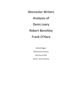 Worcester Writers Analyses of Denis Leary Robert Benchley Frank O'hara