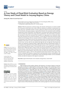 A Case Study of Flood Risk Evaluation Based on Emergy Theory and Cloud Model in Anyang Region, China