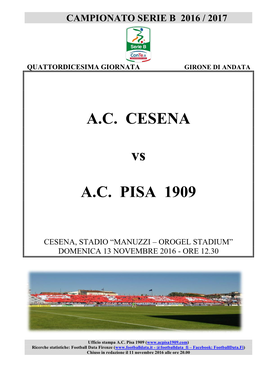 A.C. CESENA Vs A.C. PISA 1909