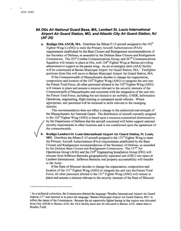 94. Otis Air National Guard Base, MA, Lambert St. Louis International Airport Air Guard Station, MO, and Atlantic City Air Guard Station, NJ (AF 25) A