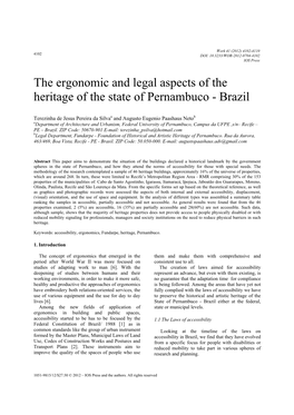 The Ergonomic and Legal Aspects of the Heritage of the State of Pernambuco - Brazil