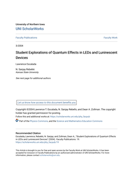 Student Explorations of Quantum Effects in Leds and Luninescent Devices