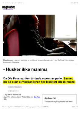 Husker Ikke Mamma - Kultur - Dagbladet.No 16.02.13 22:10