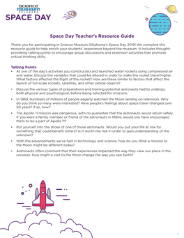 Space Day Teacher's Resource Guide