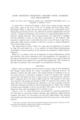 Light Sensitive Eruptions Treated with Atabrine and Chloroquine John M