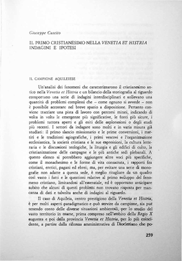 Il Primo Cristianesimo Nella Venetia Et Histria Indagini E Ipotesi