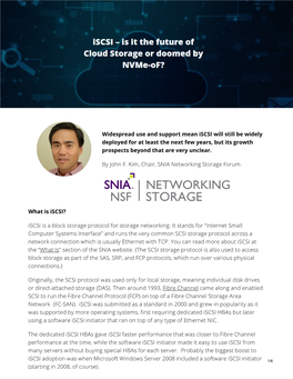 Iscsi Will Still Be Widely Deployed for at Least the Next Few Years, but Its Growth Prospects Beyond That Are Very Unclear