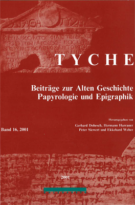 TYCHE Beiträge Zur Alten Geschichte Papyrologie Und Epigraphik
