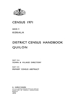 District Census Handbook, Quilon, Part XA, X