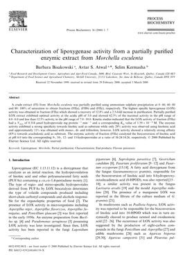 Characterization of Lipoxygenase Activity from a Partially Purified