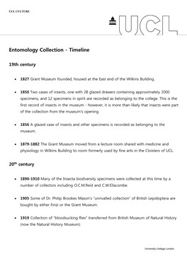 Entomology Collection - Timeline