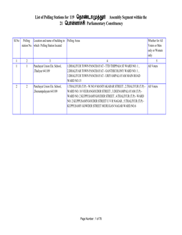 List of Polling Stations for 119 ெதா டா Assembly Segment Within The