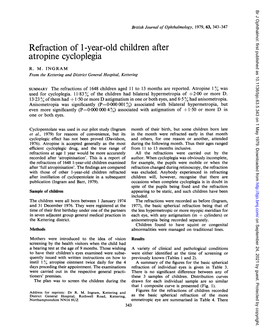 Refraction of 1-Year-Old Children After Atropine Cycloplegia R