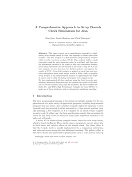 A Comprehensive Approach to Array Bounds Check Elimination for Java