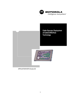 Cable Operator Deployment of Cablecard/Host Technology