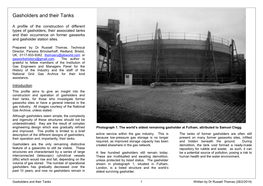 Gasholders and Their Tanks