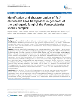 Identification and Characterization of Tc1/ Mariner-Like DNA Transposons in Genomes of the Pathogenic Fungi of the Paracoccidioi