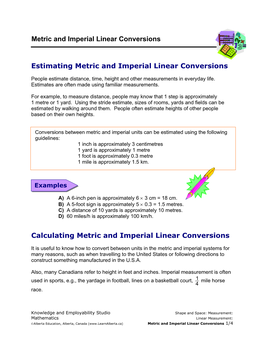 Estimating Metric and Imperial Linear Conversions