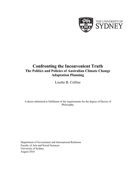 Confronting the Inconvenient Truth the Politics and Policies of Australian Climate Change Adaptation Planning