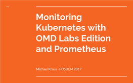 Monitoring Kubernetes with OMD Labs Edition and Prometheus