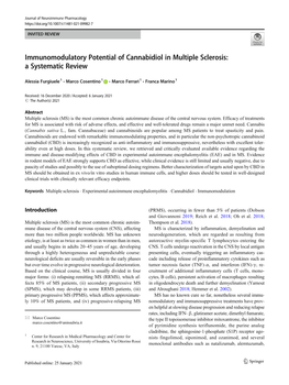 Immunomodulatory Potential of Cannabidiol in Multiple Sclerosis: a Systematic Review