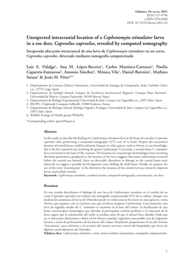 Unexpected Intracranial Location of a Cephenemyia Stimulator Larva in A