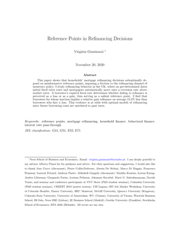 Reference Points in Refinancing Decisions