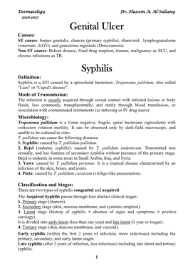 Genital Ulcer Syphilis