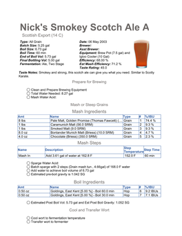 Nick's Smokey Scotch Ale AG (Dry)