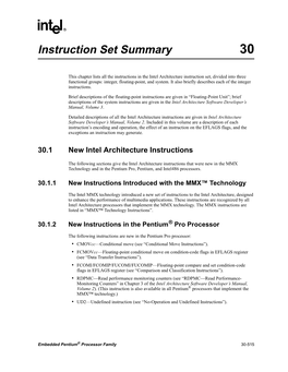 Instruction Set Summary 30