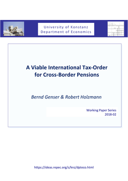 A Viable International Tax-Order for Cross-Border Pensions