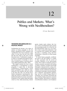 Publics and Markets. What's Wrong with Neoliberalism?