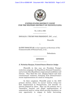 Case 2:20-Cv-00966-NR Document 409 Filed 08/23/20 Page 1 of 37