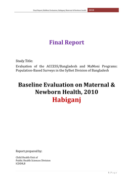 Draft Report, Mamoni Survey, RDW-Sylhet