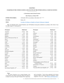 Chapter I Charter of the United Nations and Statute of the International Court of Justice