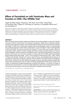 Effect of Paricalcitol on Left Ventricular Mass and Function in CKD—The OPERA Trial