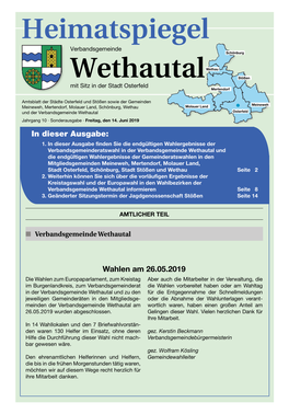 Heimatspiegel Wethautal - Amtlicher Teil 2 · Sonderausgabe