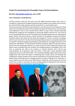 Covid-19 Is Accelerating the Thucydides Trap in US-China Relations