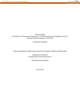 The Impact of Transnational Networks on the Early Advocacy Campaigns of the U.S